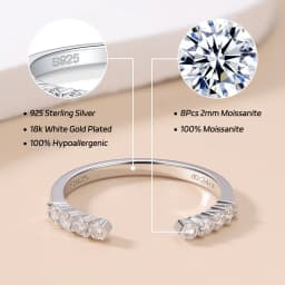 LinkerLove Moissanite Ring Open Wedding Band S925 Sterling Silver for Women 18K Gold Plated Diamond Ring Party Trendy Jewelry