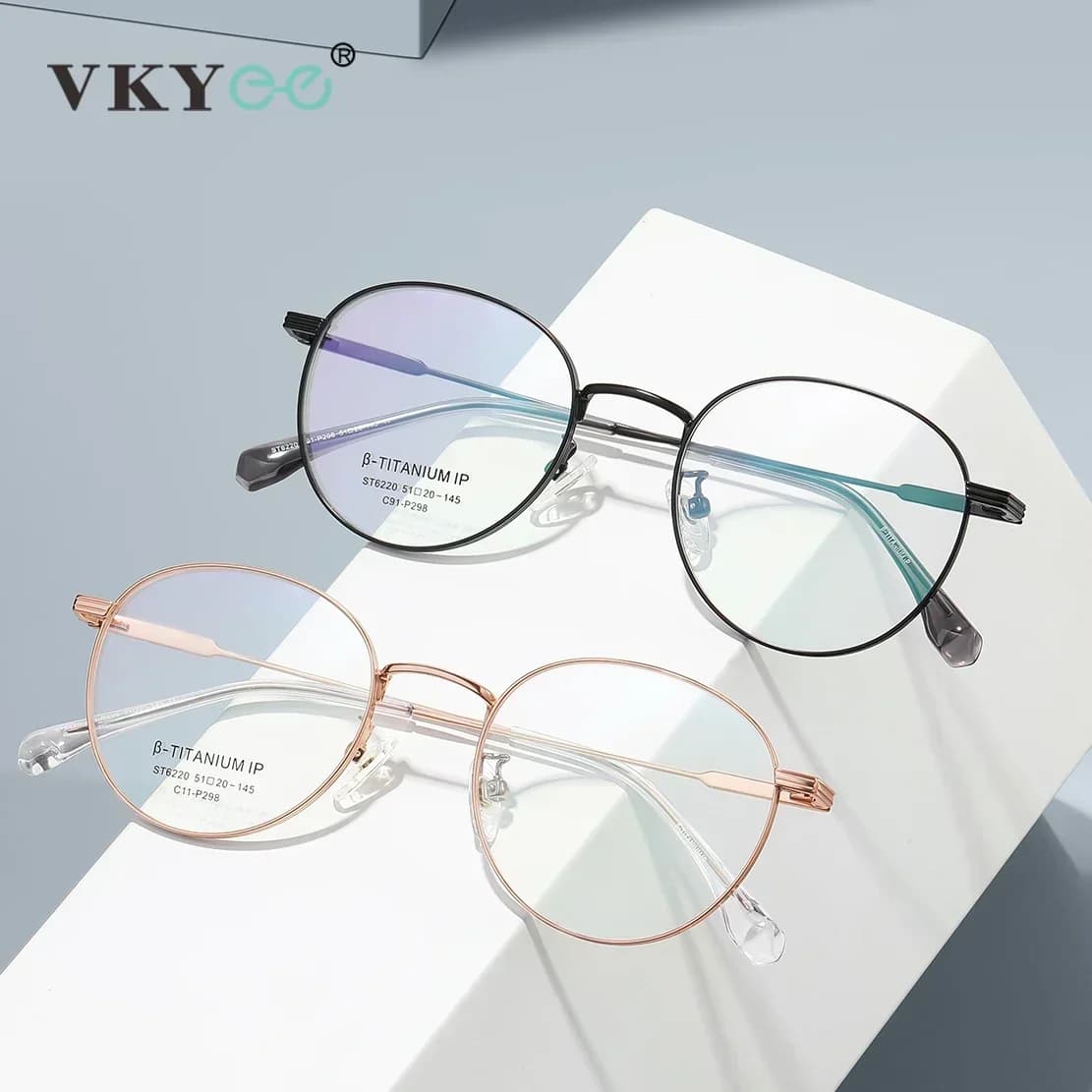 VICKY High Quality Round Ultra-light ALL Titanium Eyeglass Frames Women Myopia Prescription Eyewear Reading Glasses 30821