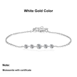 NeeTim Full Moissanite Bracelets for Women S925 Sterling Silver Lab Diamond Plated Gold Bracelet Wedding Birthday Party Jewelry