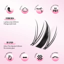 uCoolMe Lashes Fairy Manga Lash Cluster 140 Pcs Long-Lasting Waterproof DIY Beginner Friendly Natural Anime Eyelashes Extension