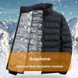 LEOSOXS-Men's outerwear made of graphene material, warm and casual, lightweight stand up collar, winter casual warm top