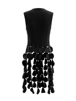 Bonboho Women's Solid Black Sleeveless Vest Top Round Neck Slim Fit T-shirt 2026 Stylish Party T-shirt with 3D Circular Cutout