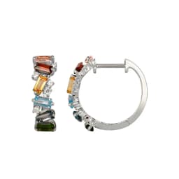 Unique Light Luxury Summer Fine Jewelry Designer Plata 925 Sterling Silver Rainbow Colors Zircon Hoop Earrings for Girls