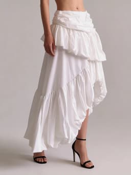 TWOTWINSTYLE Patchwork Folds Irregular Skirts for Women High Waist Solid Loose Minimalist Skirt Female Fashion Clothing New 2026