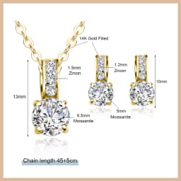 OXTAO Certified Moissanite Jewelry Set For Women 14K Gold Filled D VVS1 Moissanite Earrings Pendant Necklace Bracelet Set Gift