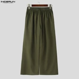 INCERUN Men Wide Leg Pants Patchwork Button Joggers Casual Trousers Man Streetwear 2026 Fashion Long Pants For Man Pantalones
