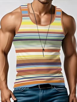 Stripe Plaid 3D Printed Tank Tops 2026 New Fashion Men's Tops Tees Sleeveless Fitness Vest Men Harajuku Streetwear GYM T-shirt