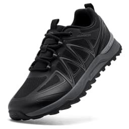 HOBIBEAR Unisex Wide Width Hiking Sneakers Outdoor Trail Running Shoes Artificial Leather Non Slip Lace-Up Walking Sneaker