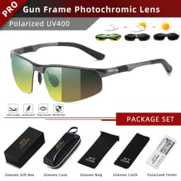 CLLOIO Photochromic Sunglasses Men Polarized Driving Chameleon Glasses Rimless Night Vision Outdoor Sport Travel Fishing Goggle