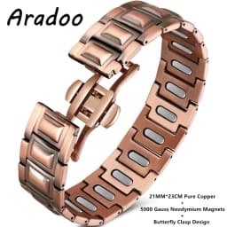 ARADOO Pure Copper Magnetic Bracelets for Men with 5X Strength 5000 Gauss Magnets Wristband Jewelry Gifts