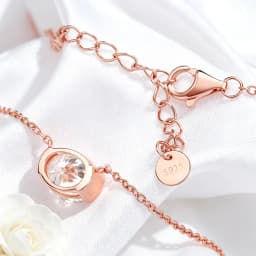 Smyoue New 1-3CT Pass Test Oval Cut Moissanite Necklace for Women Rose Gold Plated Wedding Solitaire Pendant 925 Sterling Silver