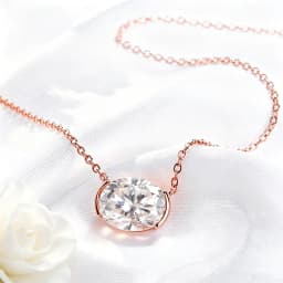Smyoue New 1-3CT Pass Test Oval Cut Moissanite Necklace for Women Rose Gold Plated Wedding Solitaire Pendant 925 Sterling Silver
