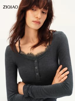 ZIQIAO Women's 2026 Autumn New Arrival Stylish Two-Piece Set: Camisole & T-Shirt Cashmere & Modal Blend Top with Inner Wear