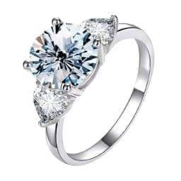 Fashion 3CT Big Certified Moissanite Diamond Engagement Rings for Women Double Heart Zircon Eternity Anniversary Jewelry