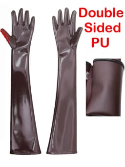Unisex Anti Slip Double Sided PU Leather Long Gloves Wet Look PVC Guanlets Cosplay Performance Mitten Eldiven Gantlet Luvas Mitt