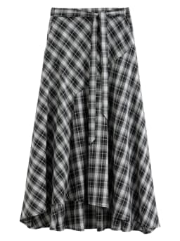 FSLE Women's 2026 Autumn New Arrival V-Neck Linen Sleeveless Vest Plaid Skirt Set Elegant Commute A-Line Floor Lenghth Skirt