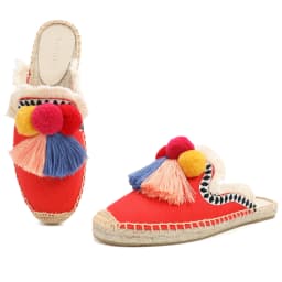 Women's Slippers Espadrilles Fluffy Ball Mule Slides Sale - Rubber Hemp Shoes Outside Spring women sandals