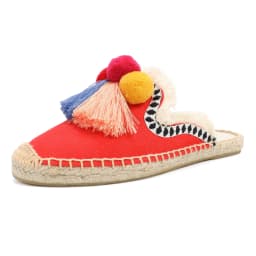 Women's Slippers Espadrilles Fluffy Ball Mule Slides Sale - Rubber Hemp Shoes Outside Spring women sandals