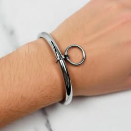 Polished Shining Stainless Steel Lockable Wrist Ankle Cuffs Bangle Bracelet With Removable O Ring Lock Screw Key