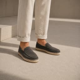 Men Genuine Suede Leather Penny Loafers Espadrilles Slip On Casual Flats Handmade Jute Sole Summer Walking Shoes