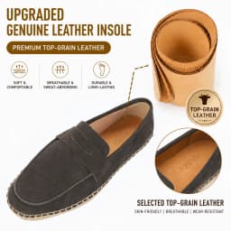 Men Genuine Suede Leather Penny Loafers Espadrilles Slip On Casual Flats Handmade Jute Sole Summer Walking Shoes