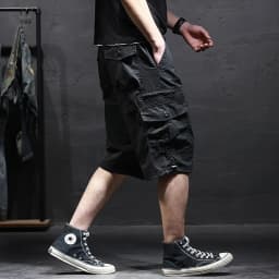 Men's Cotton Camouflage Cargo Shorts Loose Plus Size Casual Multi-Pocket Capri Pants Trendy Streetwear