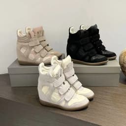 Women's Ankle Boots 2026 New Genuine Leather 8CM Hidden Heel Women Platform Sneakers Fashionable Splice Color Design Women Shoes