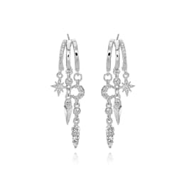 925 Sterling Silver Stacked Earrings Triple Hoop Illusion Series Girls Dangle Zircon Tassel Personalized Drop Earring for Women