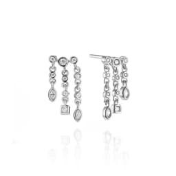 925 Sterling Silver Stacked Earrings Triple Hoop Illusion Series Girls Dangle Zircon Tassel Personalized Drop Earring for Women