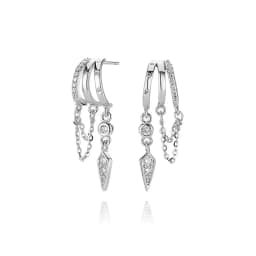 925 Sterling Silver Stacked Earrings Triple Hoop Illusion Series Girls Dangle Zircon Tassel Personalized Drop Earring for Women