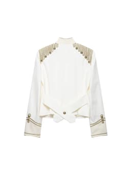 New Women's Napoleon Jacket Street Stand Collar Long Sleeve Buttons Short Jackets Chic 2026 Autumn Female Daily Outerwear
