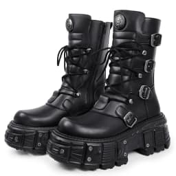 Heavy metal platform Booties dark punk heightened lace-up high boots Female zip rock biker Thick Bottom Shoes Street Shot Knight