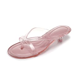 Minimalist Parisian Heeled PVC Sandals Women's Open Toe Post Kitten Heel Sleek Slip On Shoes Summer Casual Poolside Beach Sandal