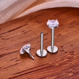 50/100Pcs ASTM F136 Titanium Labret Piercing 16G Flatback CZ Ear Lip Stud Cartilage Tragus Earring Tongue Stud Body Jewelry