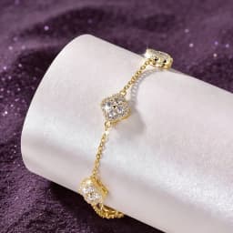 3 In 1 Clover Flower Moissanite Jewelry Sets 14k Gold Filled GRA Certified Necklace Earrings Bracelet Sets for Women Lucky Charm