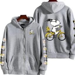 Snoopy Cycling Men's Cartoon Autumn/Winter Zipper Hoodie Women's Street Casual Fashion Couple Sports Hoodie