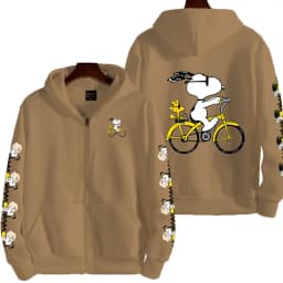 Snoopy Cycling Men's Cartoon Autumn/Winter Zipper Hoodie Women's Street Casual Fashion Couple Sports Hoodie