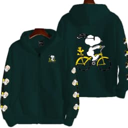 Snoopy Cycling Men's Cartoon Autumn/Winter Zipper Hoodie Women's Street Casual Fashion Couple Sports Hoodie