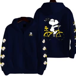 Snoopy Cycling Men's Cartoon Autumn/Winter Zipper Hoodie Women's Street Casual Fashion Couple Sports Hoodie