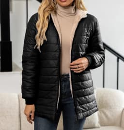 Autumn and Winter New Mid Autumn Long Hooded Cotton Jacket with Fleece for Warmth, Women's Coat