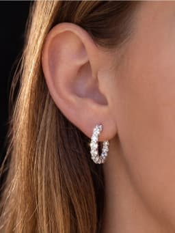 Gorgeous 0.1ct Real Moissanite Diamond Round Earrings Wedding Fashion Hoop Earring for Women Wedding Jewelry