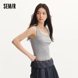 Semir Womens Tank Top 2026 Short U Neck Solid Cool Feeling Slim Basic Casual Versatile Daily Wear