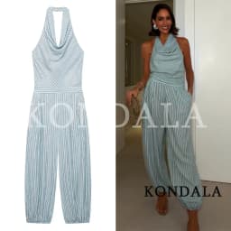 KONDALA Women Elegant Striped Halter Long Jumpsuit 2026 Summer Trendy Holiday Leisure Playsuits Chic Ladies Sleeveless Jumpsuit