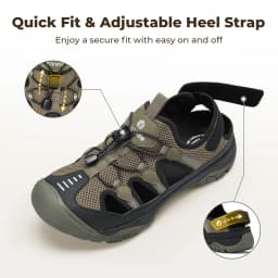FitVille Men's Sandals Wide Closed Hiking Sandal Arch Support Plantar Fasciitis Quick-dry Non-Slip Summer Beach Shoes for Men