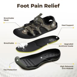 FitVille Men's Sandals Wide Closed Hiking Sandal Arch Support Plantar Fasciitis Quick-dry Non-Slip Summer Beach Shoes for Men