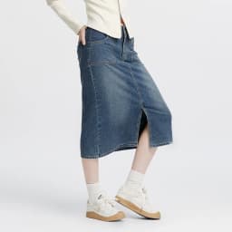 Semir Women Skirt Denim Slit Straight Long Slim Retro Street Style Autumn Bottoms Comfortable Urban Daily Wear 2026