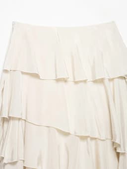 KONDALA Elegant Tiered Ruffled Asymmetrical Skirt Women's Trendy Midi Skirt New 2026 Spring Summer Fashion Vacation Party Skirt