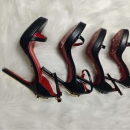 Purcoral 2026 New Women's Pumps and Heels in High-Heeled Sandalia Red Sole and Gold Logo Sandalias De Mujer