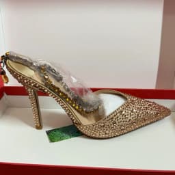 Purcoral Women's Rhinestone Gradient Color High Heels Ankle Strap Pointed Toe Stiletto Heels For Party Wedding Prom