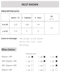 Quality Anti Blue 1.56 1.61 1.67 Prescription CR-39 Resin Aspheric Eye Glasses Lenses Myopia Hyperopia Progressive Optical Lens